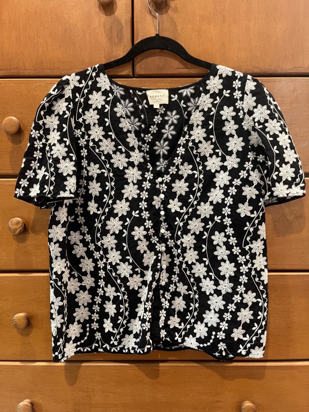 Sezane Embroidered Blouse sz 42